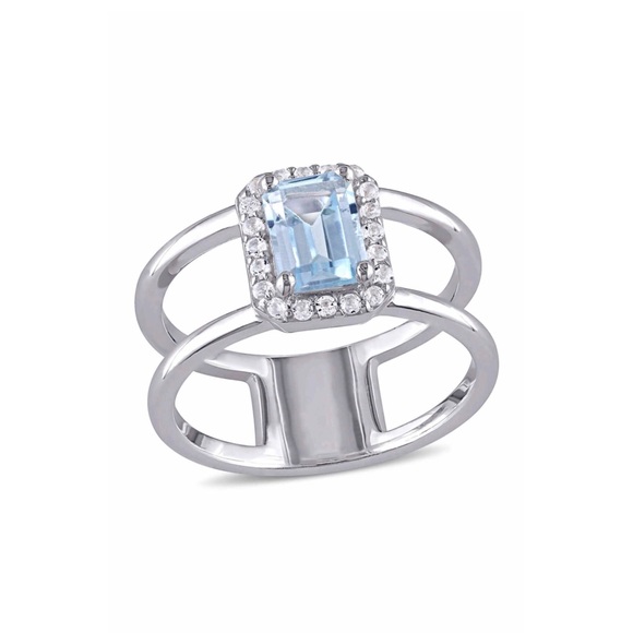 Sterling Silver Blue & White Topaz Ring - Picture 1 of 3